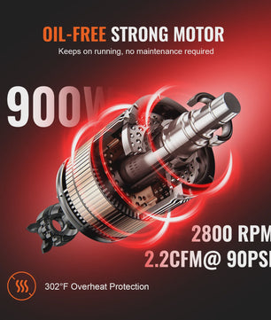 Stille Olievrije Air Compressor 900W - Draagbaar & Krachtig