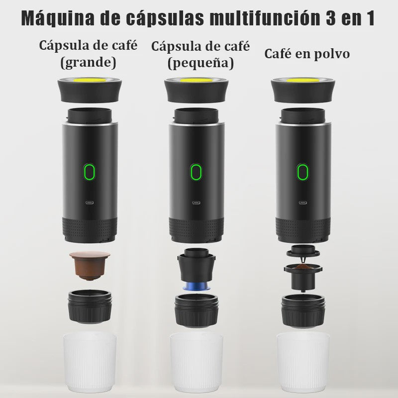 3-in-1 Draagbare Koffiemachine: Draadloos, Elektrisch & Compact voor Auto, Thuis & Camping