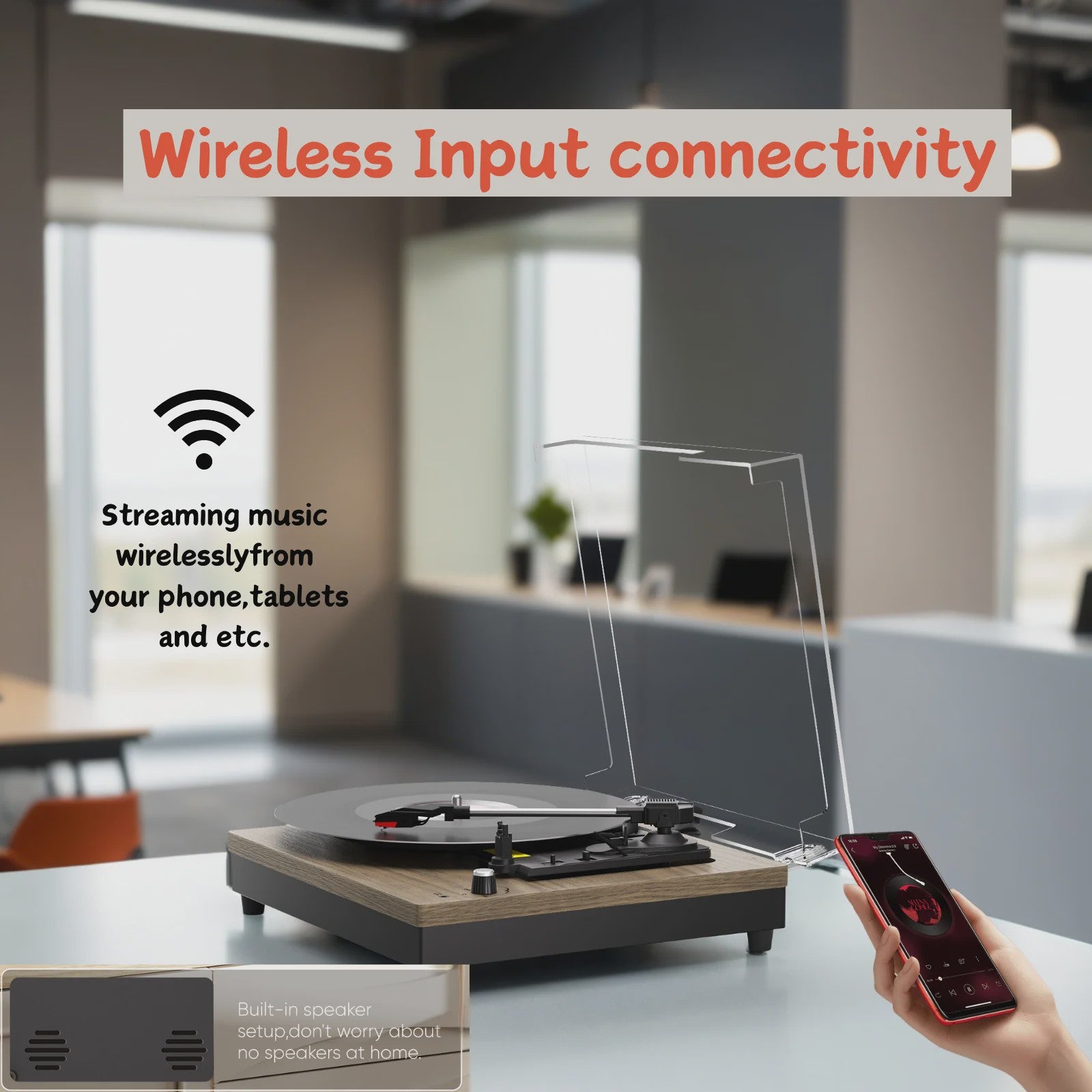 MAIO Draagbare Platenspeler met Ingebouwde Speakers en 3 Snelheden