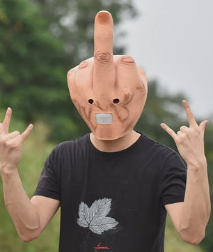 Grappig Middenvinger Masker - Latex Hoofddeksel voor Feestjes, Halloween & Pranks