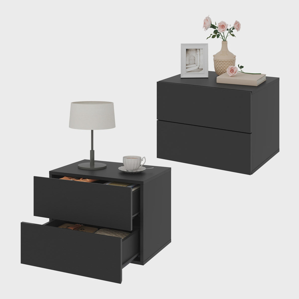 Zwevende Nachtkastje met Lade - Wandmontage - Modern Design (2 Stuks)