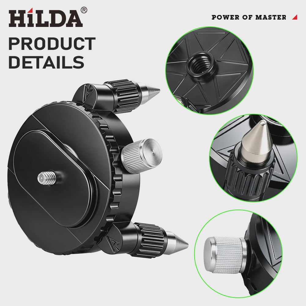 HILDA 360° Roterende Laserwaterpas Beugel met Verstelbare Basis en 1/4" & 5/8" Schroef voor Statief