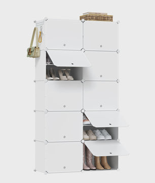 WOLTU Schoenenkast met 10 Vakken - Ruime Opbergkast voor 40 Paar Schoenen (94x180x36.5cm)