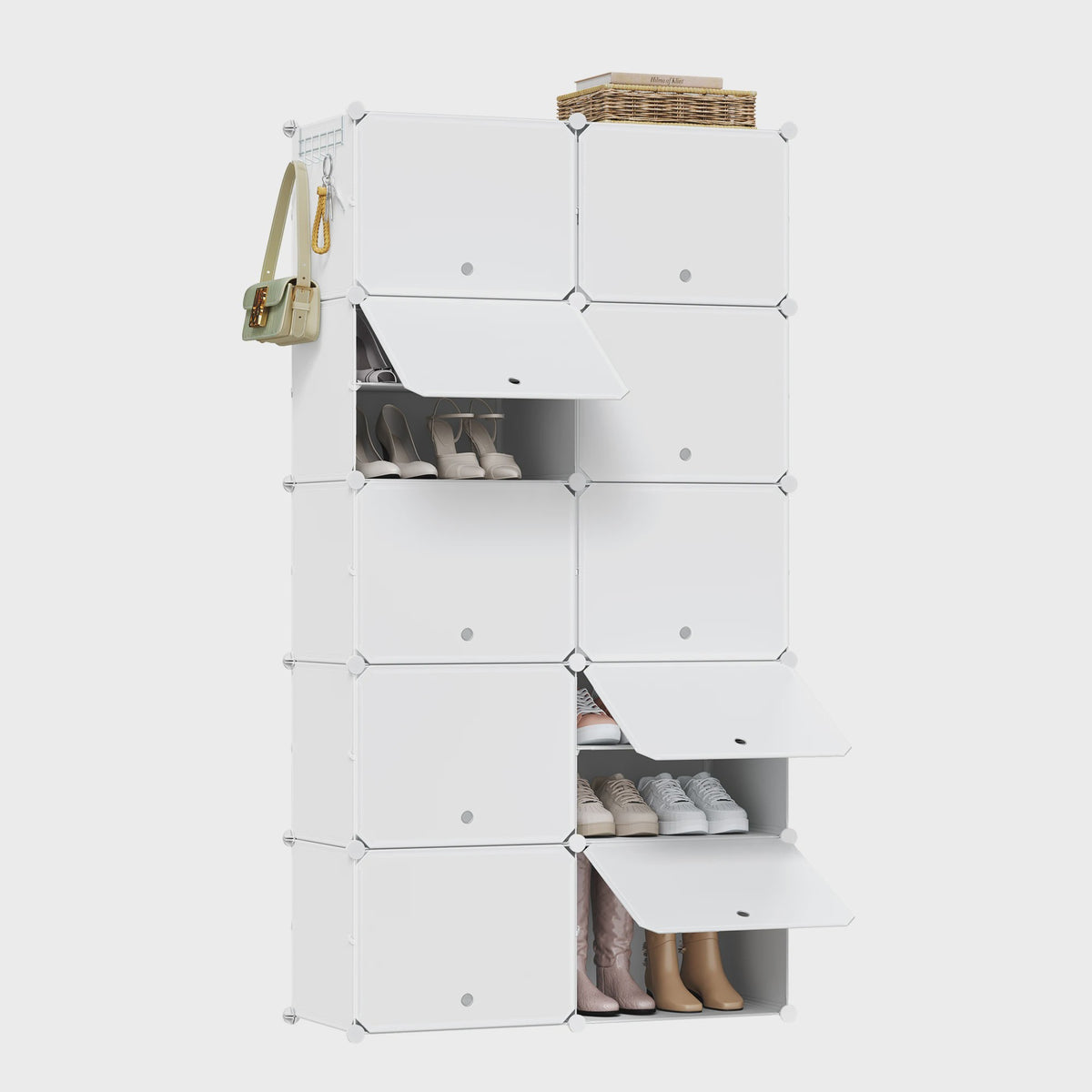 WOLTU Schoenenkast met 10 Vakken - Ruime Opbergkast voor 40 Paar Schoenen (94x180x36.5cm)