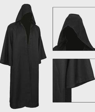 Zwarte Tovenaars Gewaad met Capuchon - Lang Kostuum voor Halloween & Cosplay (Volwassenen & Kinderen)
