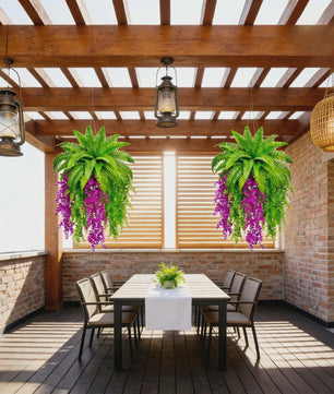 Kunstplant Boston Fern & Persische Violet met Klimop - Hangplant voor Groene Wand Decoratie