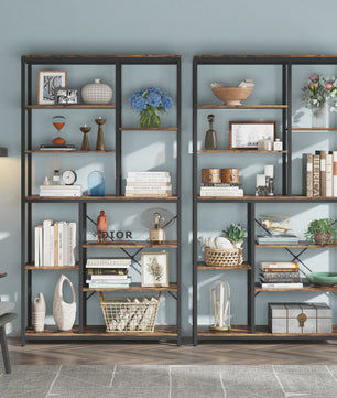 Industriële Boekenkast 79 Inch - 9 Lagen, 10 Vakken Open Opbergrek