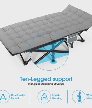Opvouwbaar Campingbed met Matras - Draagbaar & Robuust Kampeerbed voor Volwassenen (200kg)