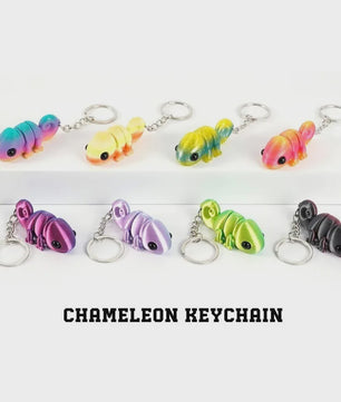 Bewegelijke 3D Geprinte Kameleon Sleutelhanger - Leuk Accessoire & Cadeau