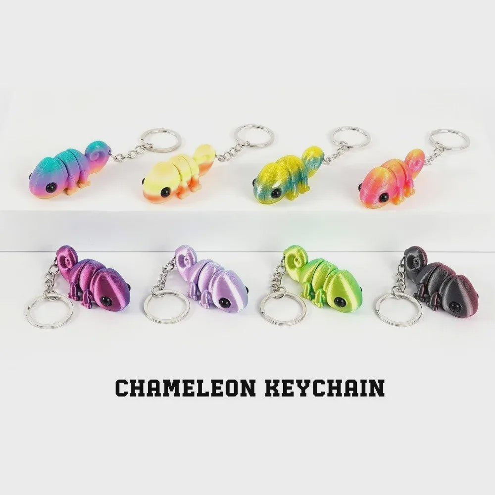 Bewegelijke 3D Geprinte Kameleon Sleutelhanger - Leuk Accessoire & Cadeau