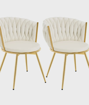 Set van 2 Fluwelen Draaibare Eetkamerstoelen met Gouden Metalen Poten - Ergonomisch & Comfortabel