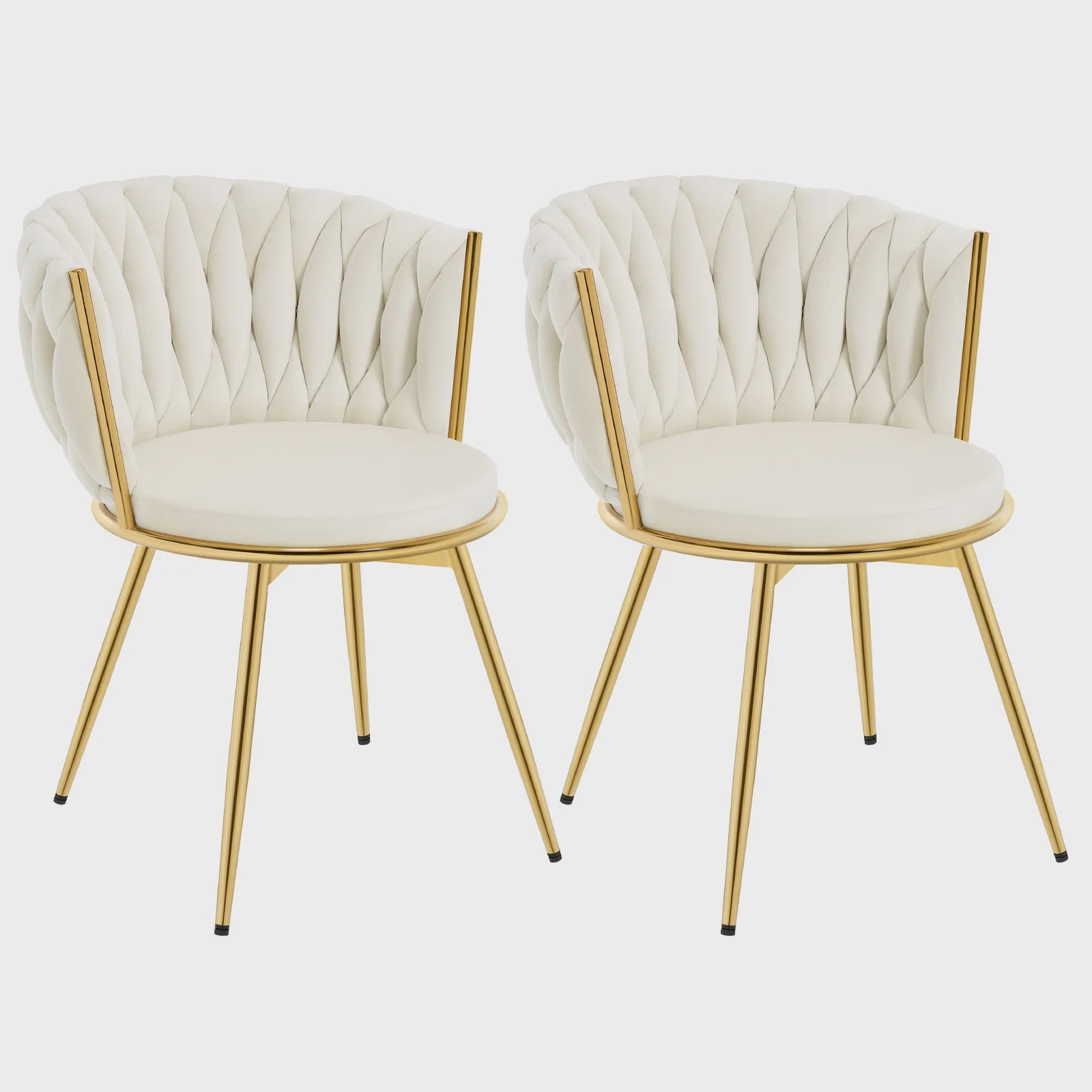 Set van 2 Fluwelen Draaibare Eetkamerstoelen met Gouden Metalen Poten - Ergonomisch & Comfortabel