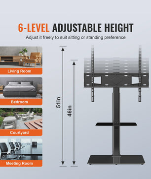 Draaibare TV Standaard Vloer - In Hoogte Verstelbaar voor 32-70 inch TV's