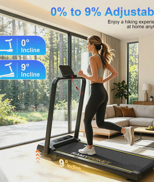 RAMYPOKET Opvouwbare Walking Pad Loopband met 9% helling, 2.5PK, 1-10 km/u, APP & LED, max 150kg