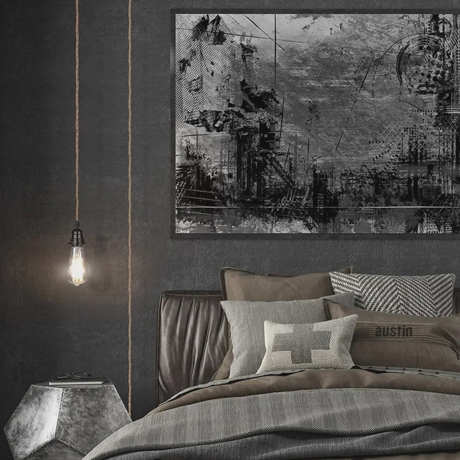 Industriële Hanglamp met Hennep Touw Kabel - E27 Fitting & Schakelaar