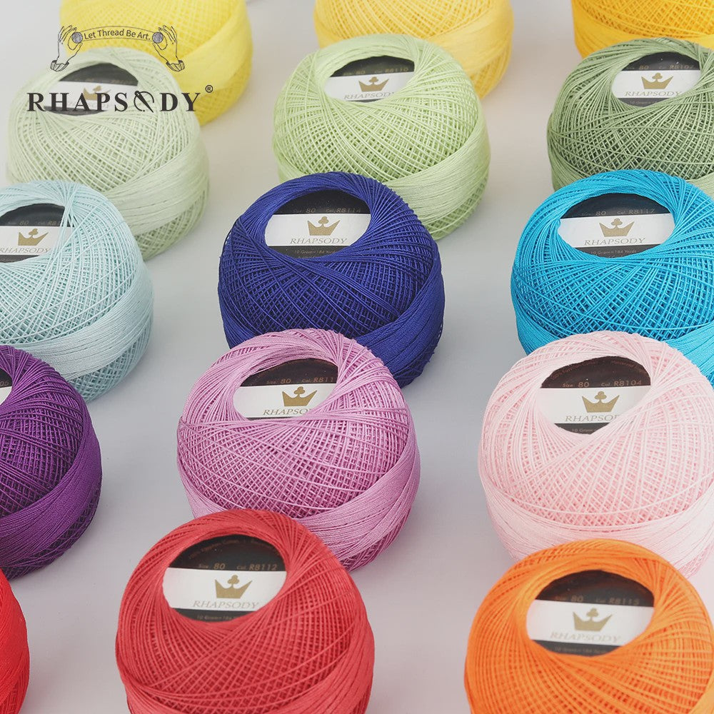 Rhapsody Garen Maat 80 - 100% Egyptisch Katoen voor Haken, Breien & Macramé - 31 Kleuren