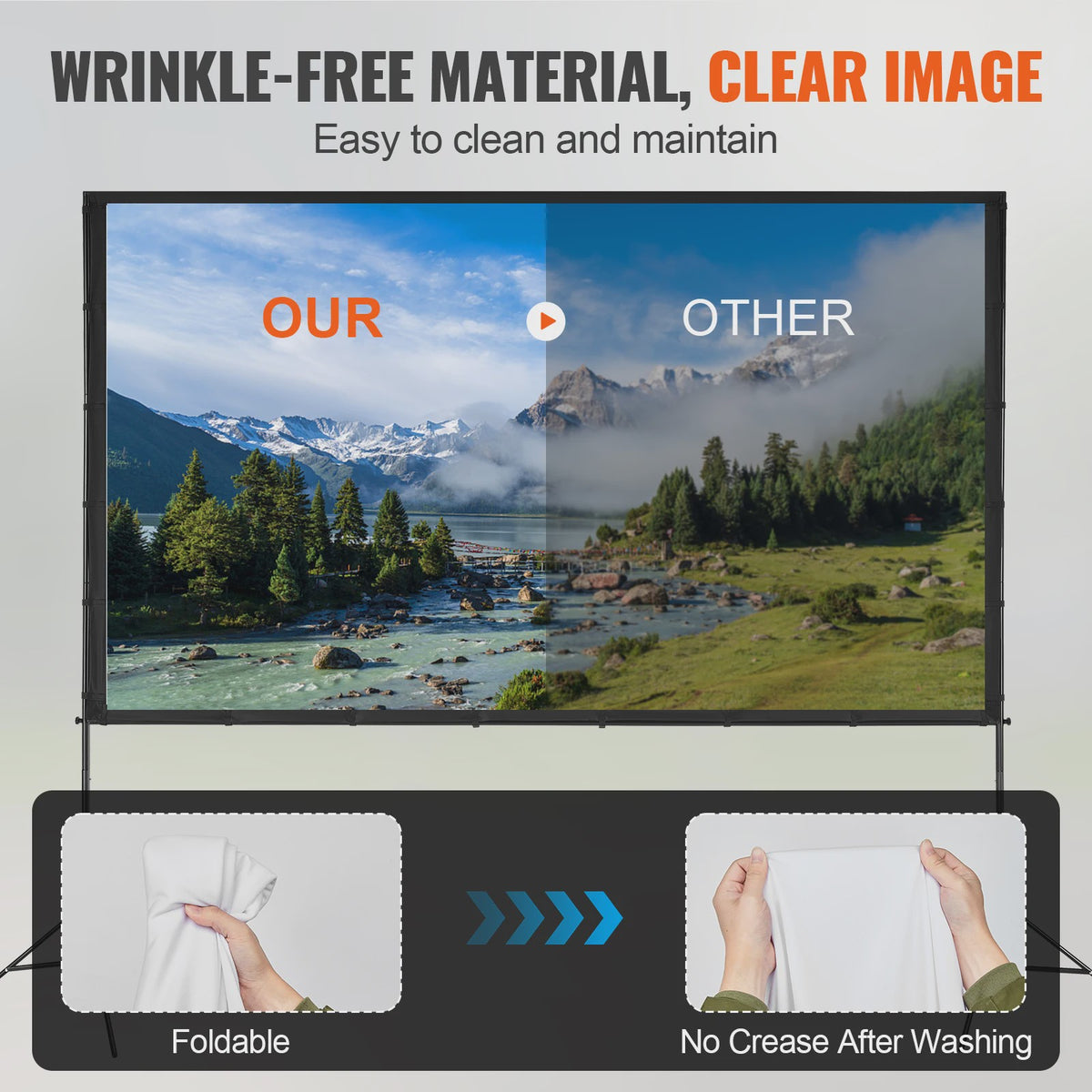 Draagbaar Projectiescherm met Statief - 100/120/150 inch - 16:9 - 4K HD