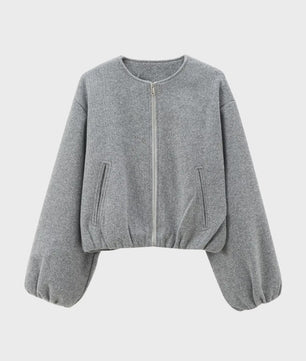 Dames Cropped Bomberjack met Rits - Zachte Stijlvolle Jas met Lange Mouwen