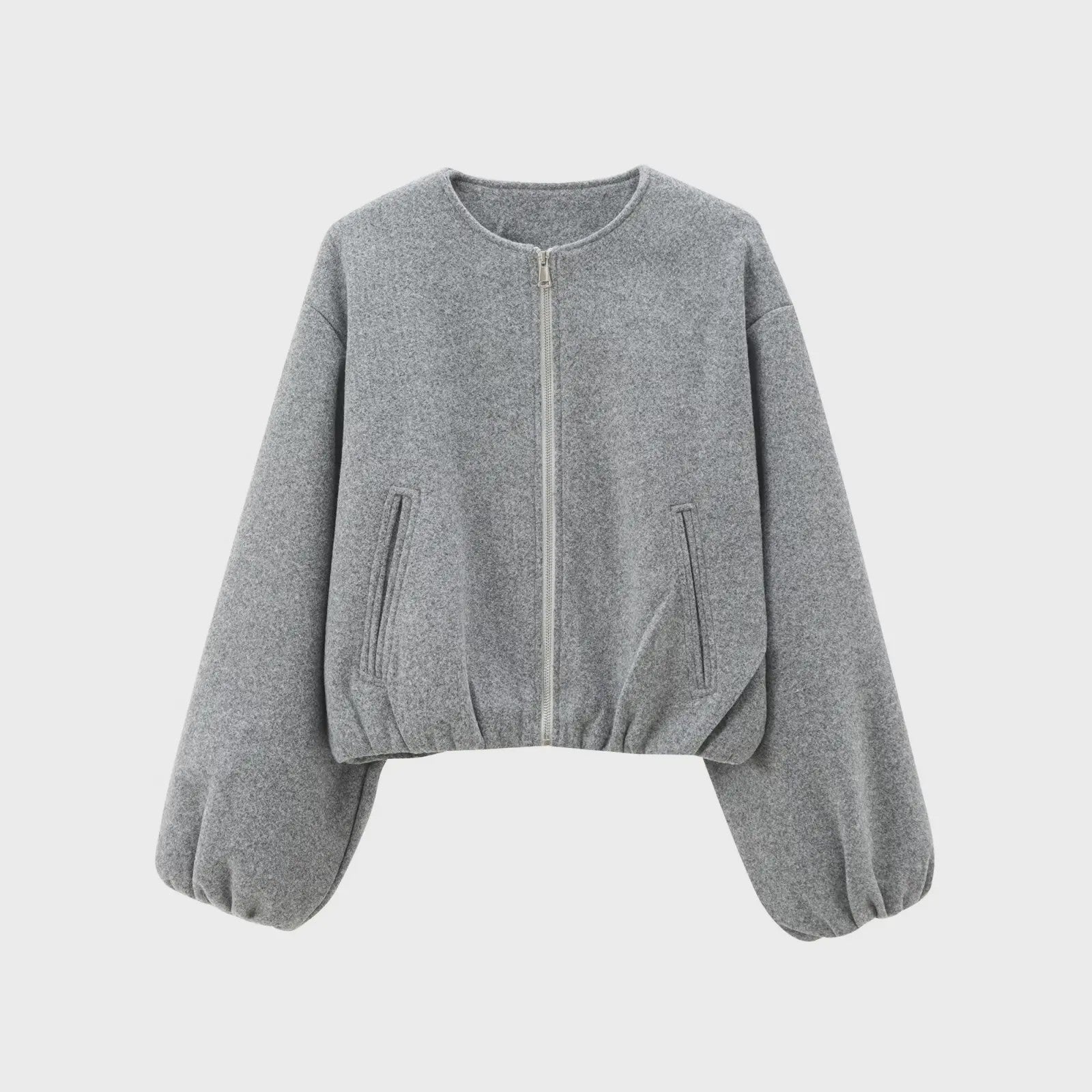 Dames Cropped Bomberjack met Rits - Zachte Stijlvolle Jas met Lange Mouwen