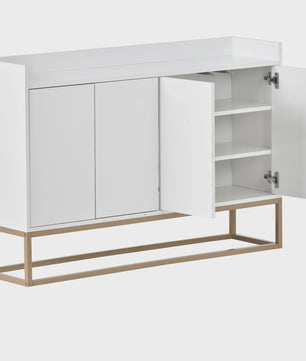 Modern Dressoir met 4 Deuren en Handgreep-loos Design - Wit, Zwart of Blauw