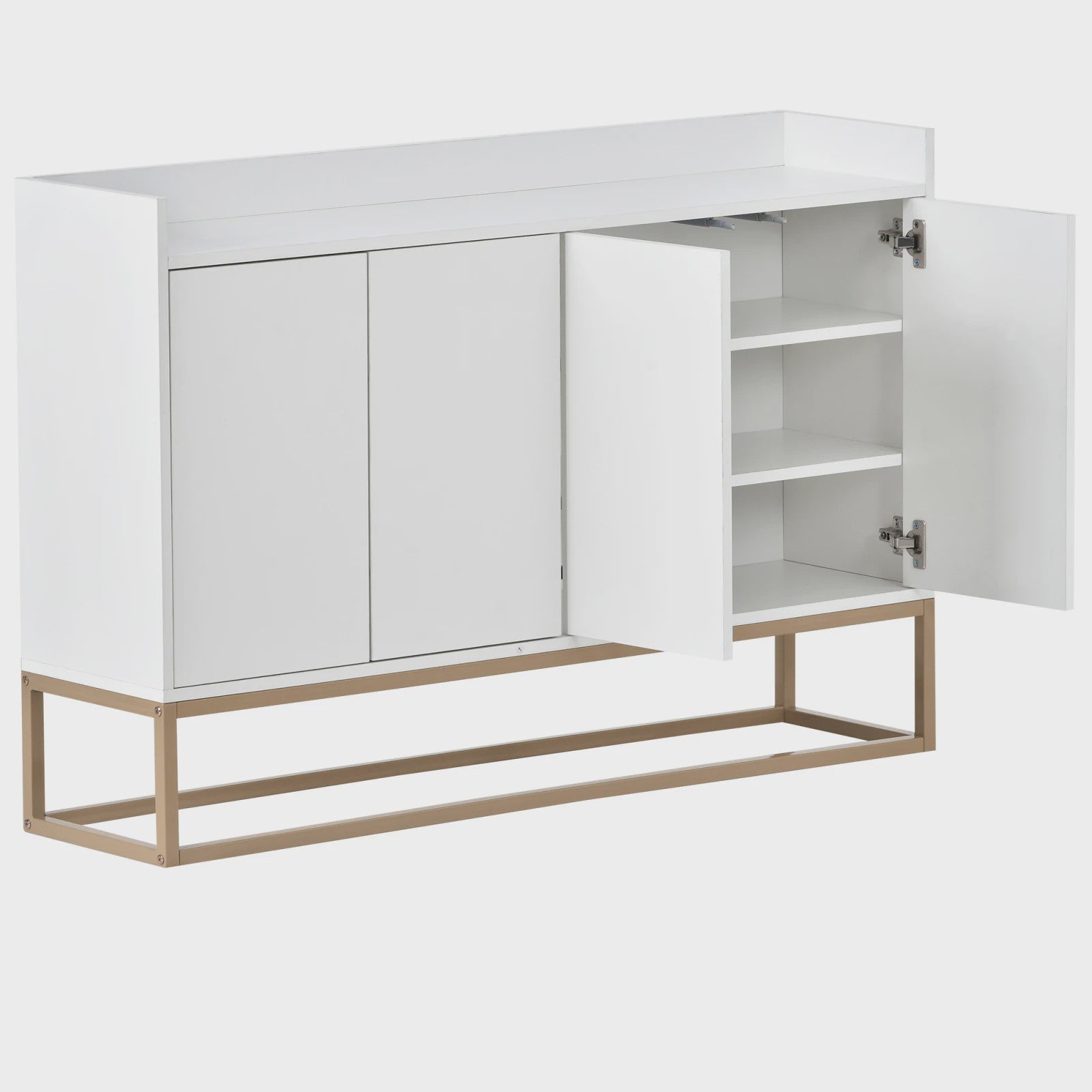 Modern Dressoir met 4 Deuren en Handgreep-loos Design - Wit, Zwart of Blauw
