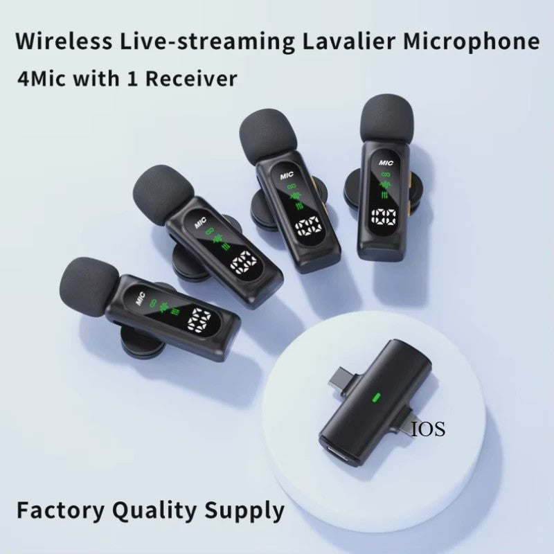 Draadloze Lavalier Microfoon Set - Mini Microfoon voor iPhone & Android - 4 Mic Opnames