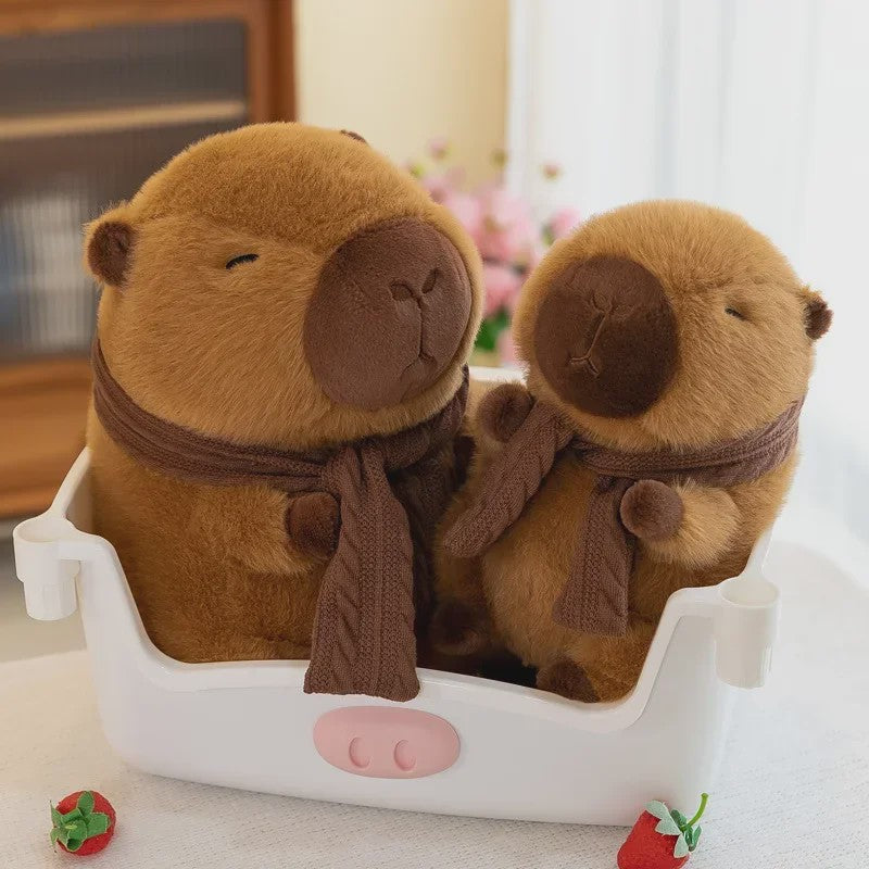 Knuffel Capybara met Sjaal - Zacht Pluche Dier Speelgoed (25-30CM)