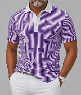 Heren Polo Blauw Wit Verticale Streep - Casual & Smart Casual Top voor Lente/Zomer