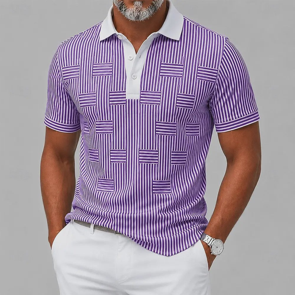 Heren Polo Blauw Wit Verticale Streep - Casual & Smart Casual Top voor Lente/Zomer