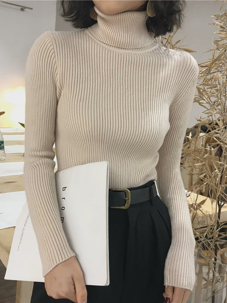 Dames Gebreide Turtleneck Trui - Slim Fit Koreaans Stijl | Herfst & Winter Collectie