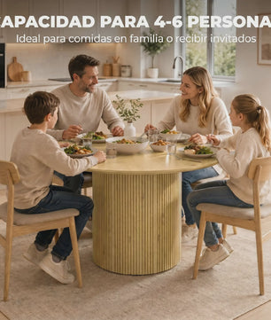 Ronde Eettafel voor 4-6 Personen met Geribbelde Cilinderbasis - SediaXL