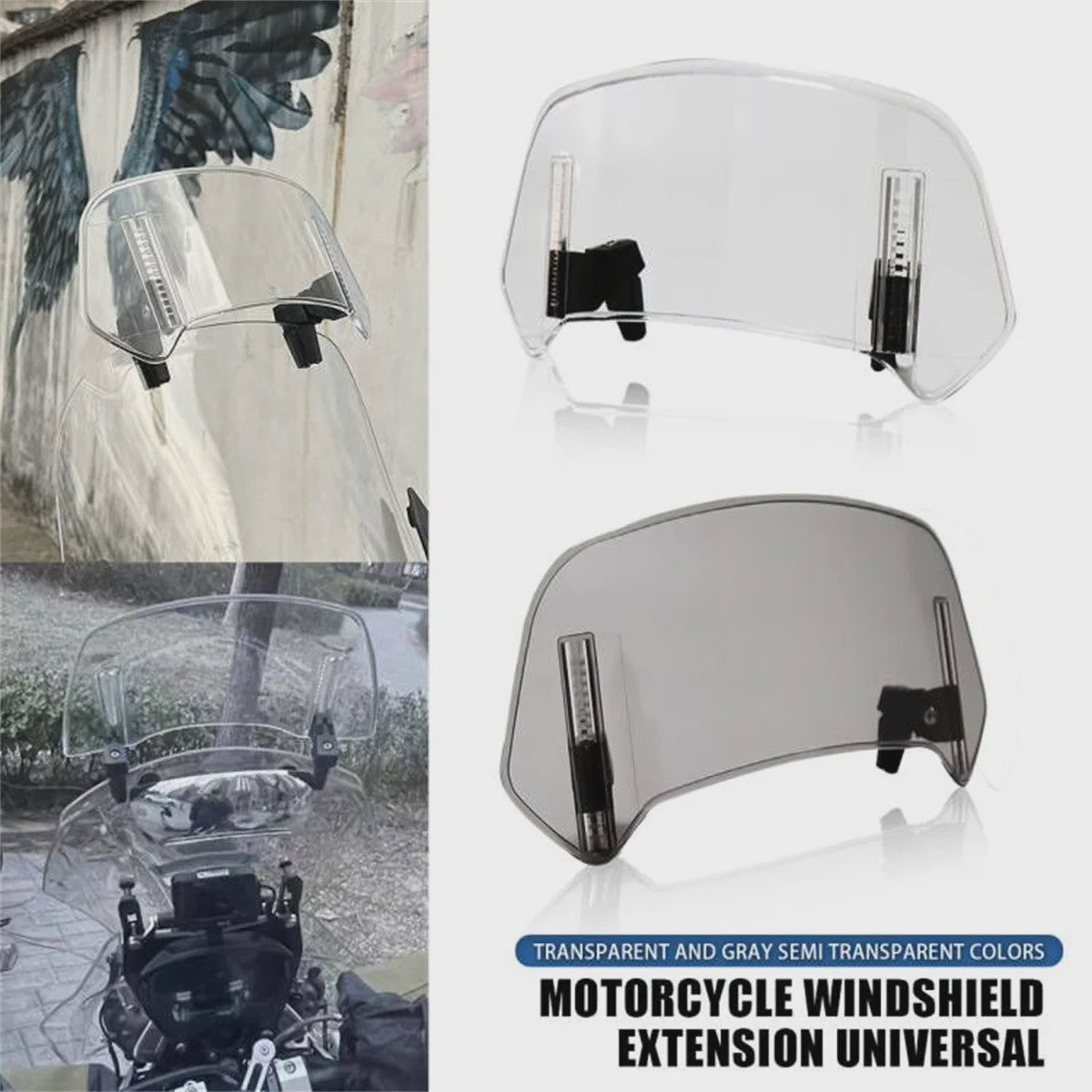 Universeel Verstelbaar Motorfiets Windscherm Verlengstuk - Clamp-On Spoiler Deflector