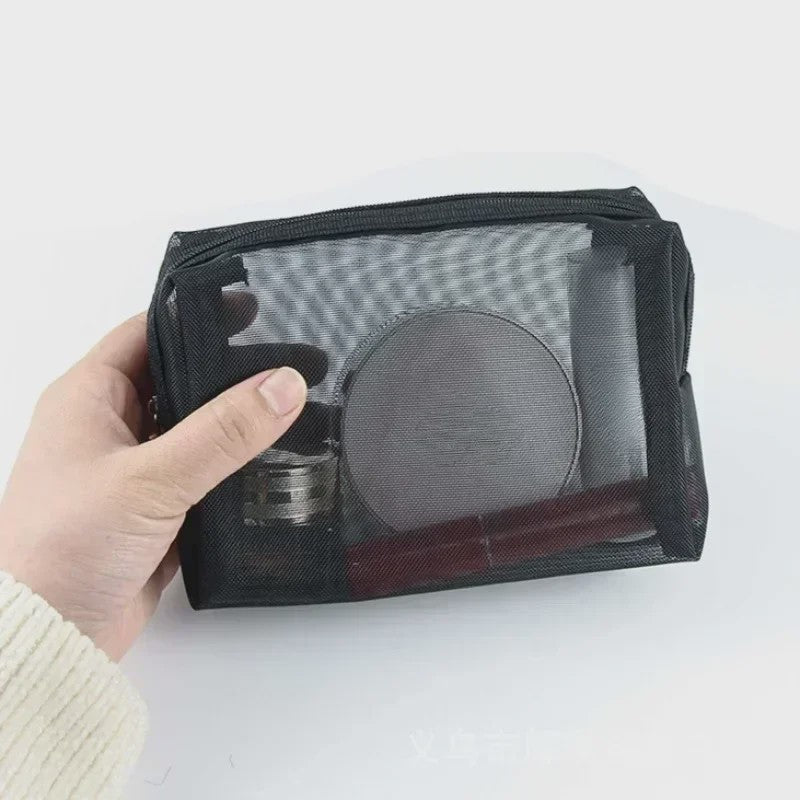 Transparante Mesh Make-up Tas met Rits - Organizer voor Cosmetica en Toiletartikelen