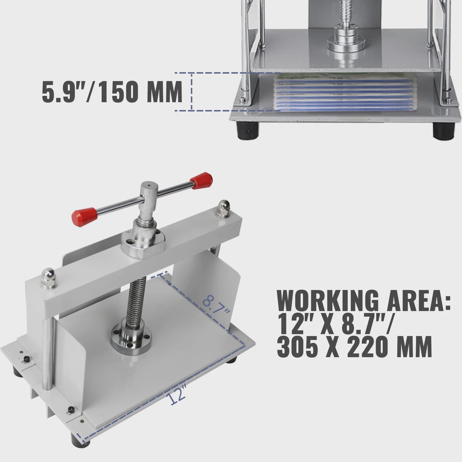Handmatige Papierpers Machine 30.5x22 cm - Robuust Staal voor Boekbinden & Papierproductie