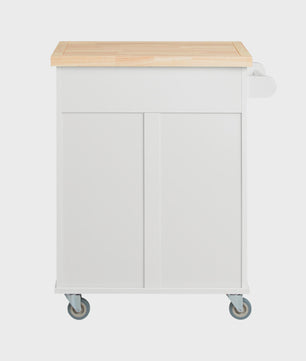 SoBuy Keukenwagen met Werkblad en Opbergruimte - Wit/Naturel