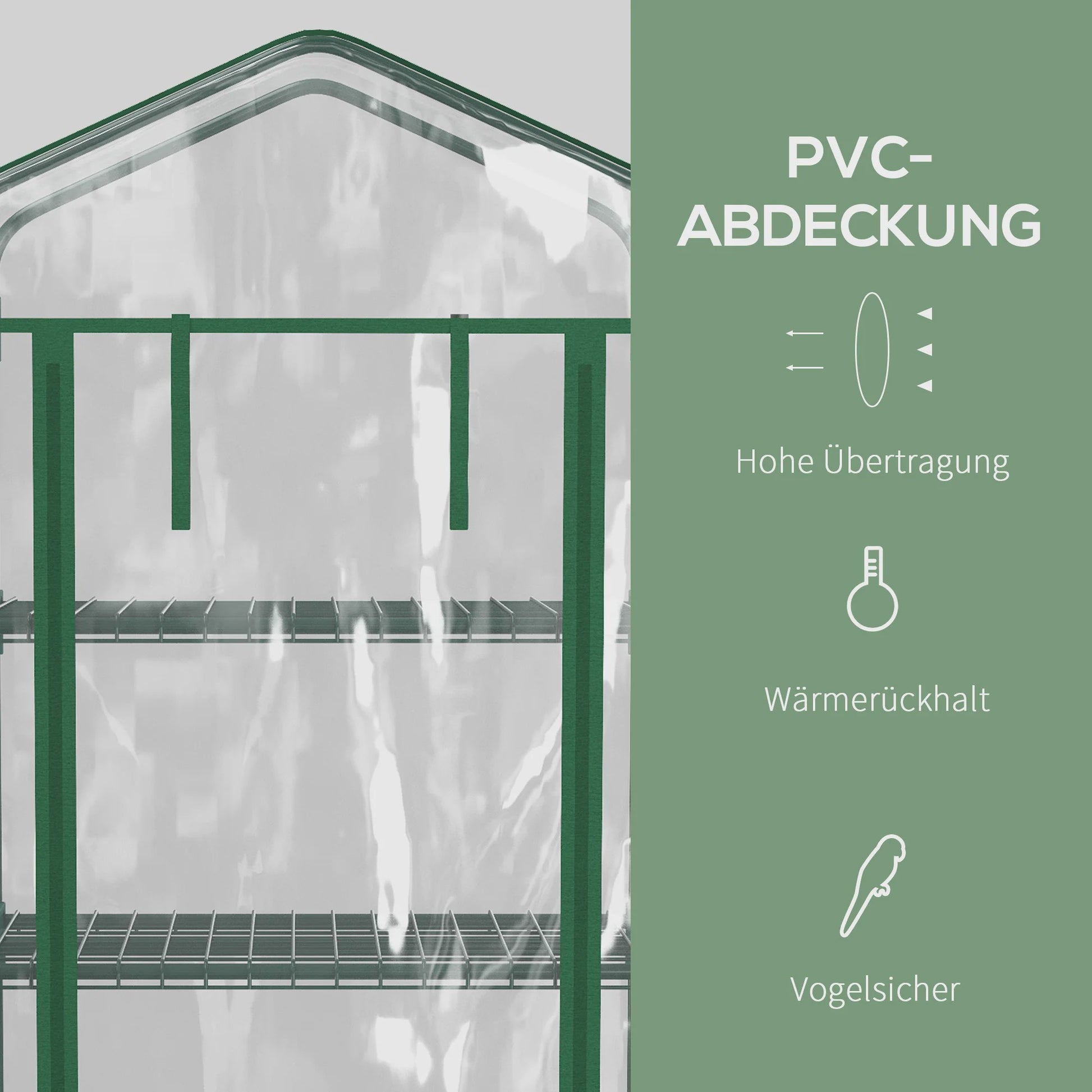Outsunny Verrijdbare Kweekkas met 4 etages en PVC-hoes