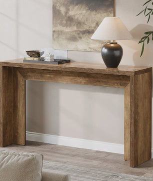 Tribesigns 140cm Farmhouse Console Tafel met Opbergruimte - Rustiek Bruin Hout