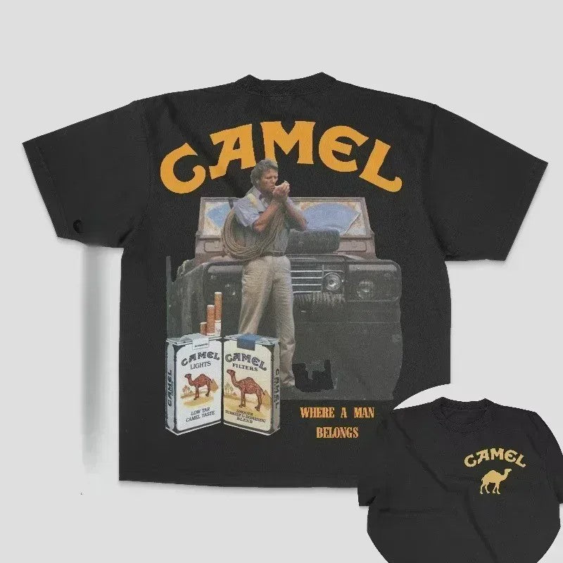 Retro Camel Cigarettes T-Shirt - Vintage Oversized Unisex Kleding