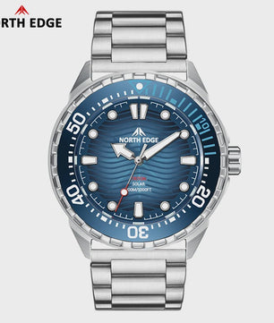 NORTH EDGE TRITON Heren Duikhorloge - Solar Powered, 300M Waterdicht, RVS