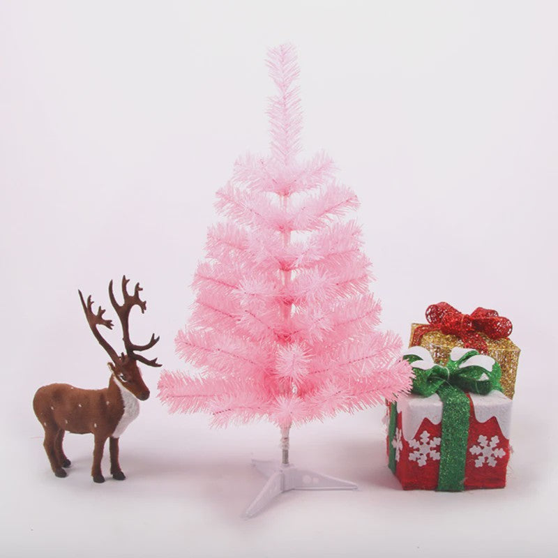 Kerstboom 60cm PVC - Decoratieve Mini Kerstboom voor Bureau of Tafel (Groen, Roze, Wit Sneeuw)