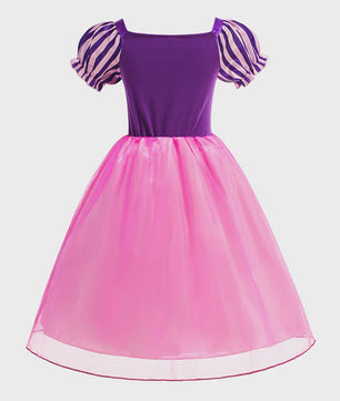 Prinsessenjurk Rapunzel voor Meisjes - Paars met Pofmouwen | Verkleedjurk & Feestjurk