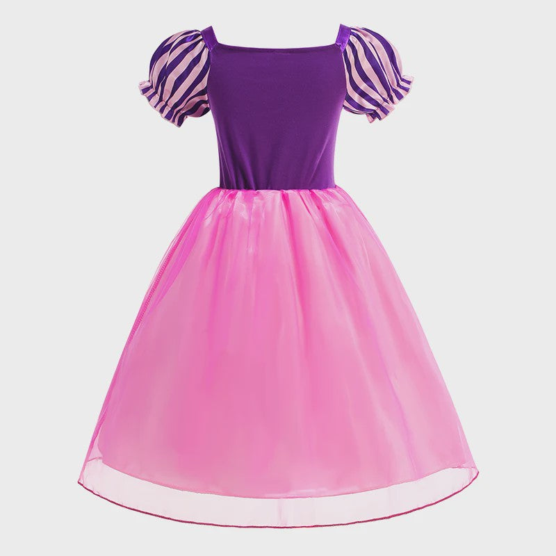 Prinsessenjurk Rapunzel voor Meisjes - Paars met Pofmouwen | Verkleedjurk & Feestjurk