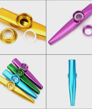 Kazoo Silver Aluminum Alloy with Membrane Flute Diaphragm Mouth Kazoos Musical Instruments