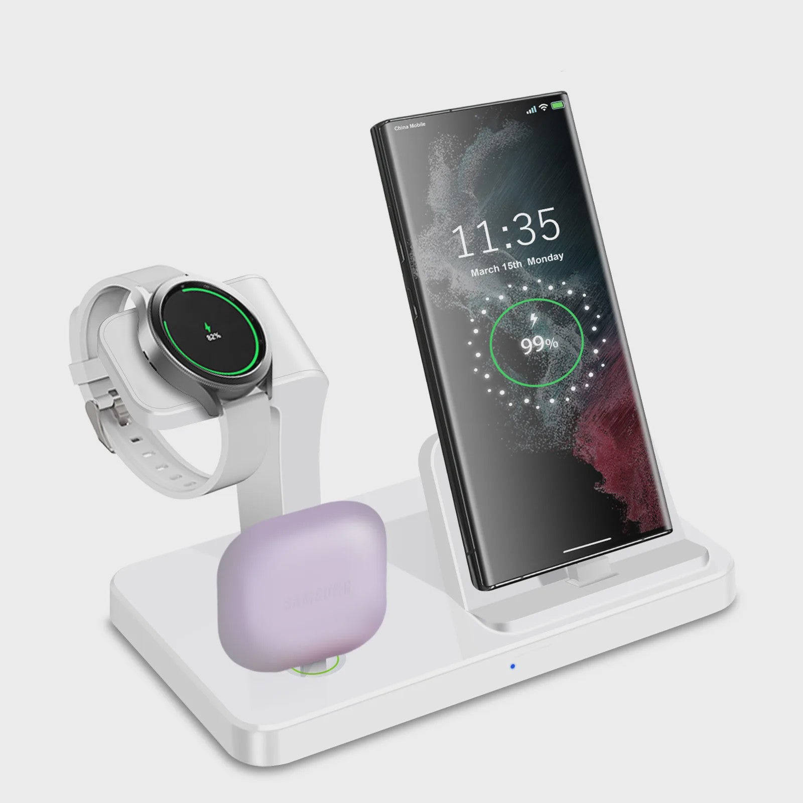 3-in-1 Draadloze Oplaaddock met Type-C voor Samsung Telefoon, Horloge & Buds - Snelladen
