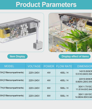 Multifunctioneel Aquarium Filter met Waterval & 4-Traps Filtratie - Stil & Zuurstofrijk