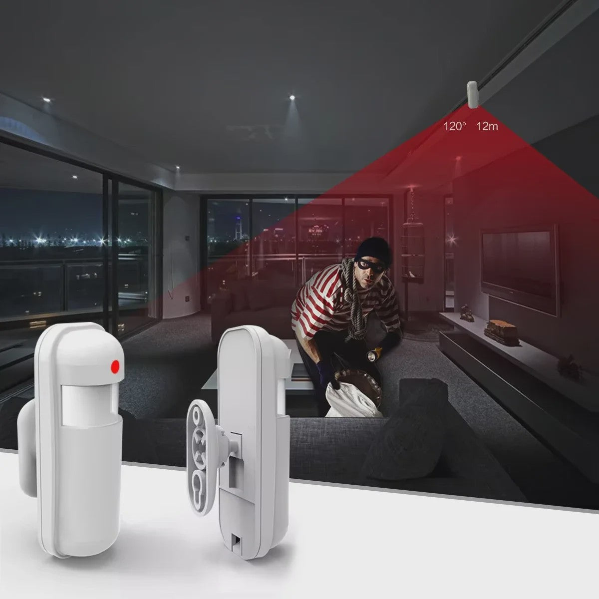 Draadloze Mini PIR Bewegingsmelder - Infrarood Inbraakalarm Detector 433MHz