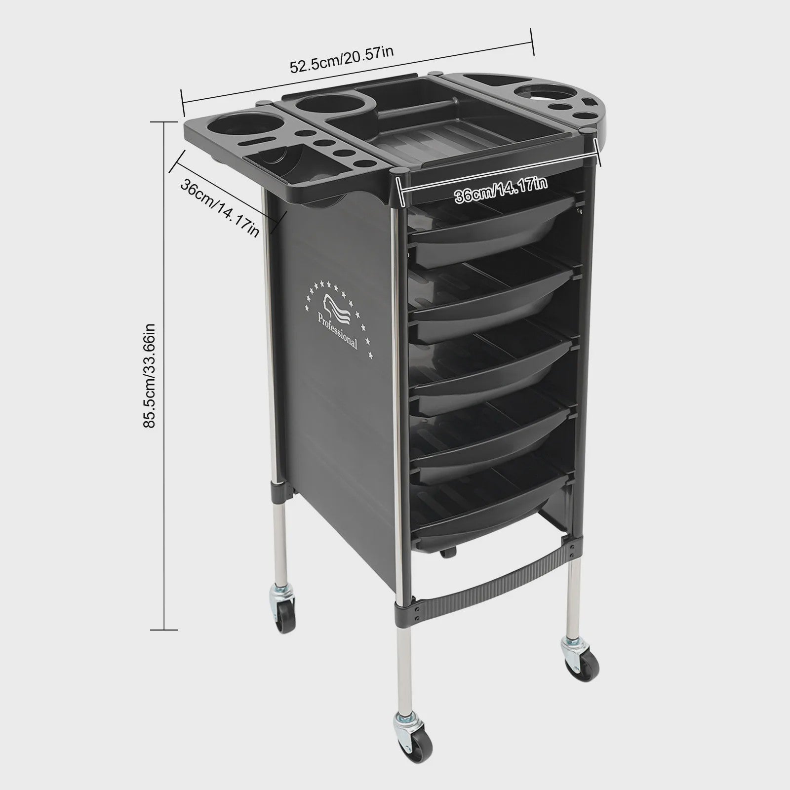 6-Laags Salon Trolley met Wielen - Ideaal voor Kappers, Schoonheidssalons & Dierenwinkels