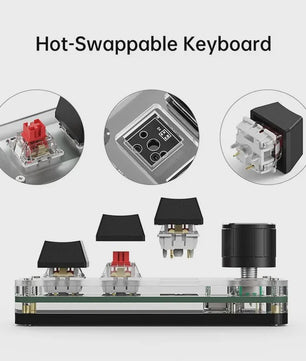 Programmeerbaar Mini Mechanisch Toetsenbord met 3 Toetsen, 1 Draaiknop & RGB - Ideaal voor Gaming & Design
