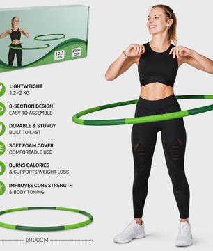 Verstelbare Fitness Hula Hoop voor Volwassenen - 1.2-2KG, 8-Delig, Ø100cm