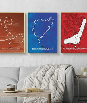 Formule 1 Circuit Poster Canvas - F1 Race Track Kunst Print voor Woonkamer Decoratie